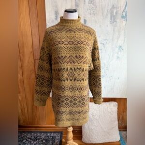 Vintage Joseph Abboud Men's Med Turtleneck Sweater Mustard Yellow 100% Cashmere
